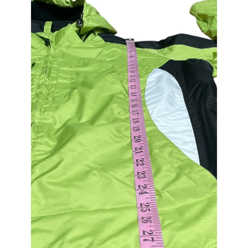 SB Active Bright Green & Black Hooded Winter Jacket Large 100% Polyester Quilte - Picture 10 of 15